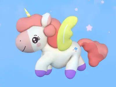 Stylized Unicorn  Pony 3d Model Rigged Low-poly 3D model