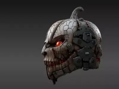 Pumpkin Warrior Mask 3D Print Halloween Battle Mask 3D model