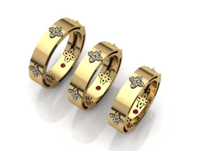 Brand Ring Jewelry set 3 size  3D print model