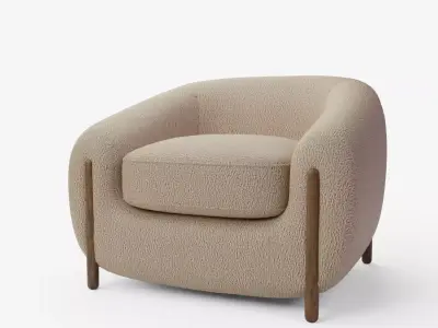 Lyla Chair-Sheepskin Camel 3D model