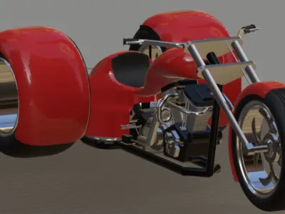 Harley Turbo Drag Trike- High Poly 3D model