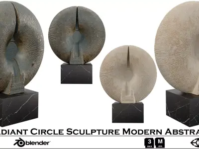 Radiant Circle Sculpture Modern Abstract Low-poly 3D model