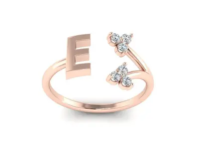 Jewelry Alphabet Ring E with Diamonds  3D print model