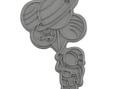 Balloon Astronaut Neon Sign 3D model