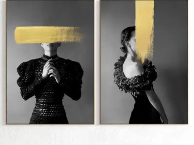 Plaster Two Photo Frame 219 Low-poly 3D model