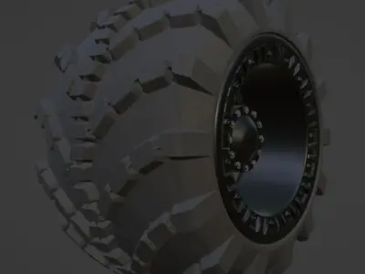 truck wheel and tire 3D print model