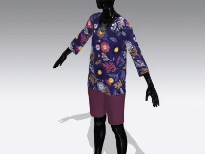 Female Cloth Dress Low-poly 3D model 6
