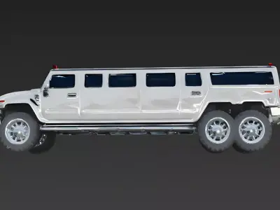 Massive 6x6 SUV Limousine 3D Model Low-poly 3D model