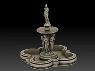Water fountain Greek Low-poly 3D model