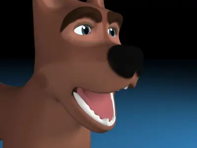 Cartoon rigged  brown dog Low-poly 3D model
