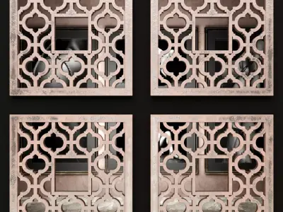 Decor set of four decorative squares 3D model
