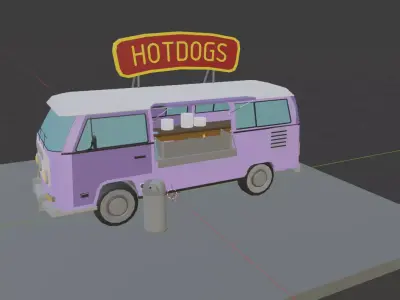 A van with hot dogs Low-poly 3D model