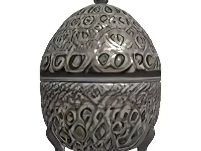 Elegant Silver Filigree Jewelry Box Low-poly 3D model