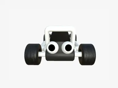 Cartoon Kart H08 White - Vehicle Racing Design Low-poly 3D model