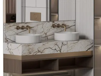 Bathroom furniture N062 in Neoclassic and Modern style Low-poly 3D model