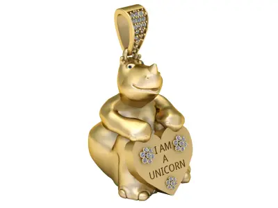RHINO ANIMAL PENDANT 3D PRINTABLE MODEL  3D print model