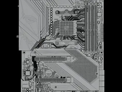 ASUS ROG STRIX X570E-GAMING Motherboard PCB 3D model