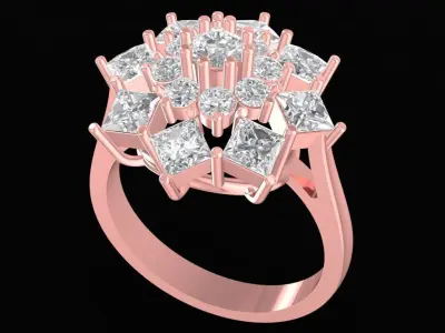 Luxury Snowflake Cluster Diamond Ring for Women 2429 3D print model