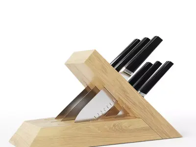 Black 6-Piece Knife Block Set 3D model