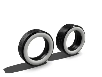 COKER Wide White Tires 2pce Detailed x2 Sizes 3D print model