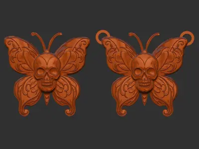 skull butterfly pentant  3D print model