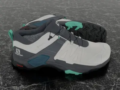 SALOMON X ULTRA 04W 3D BOOTS - WHITE - BLACK Low-poly 3D model