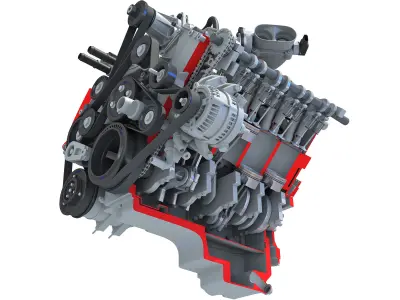  Sectioned V8 Engine 3D model