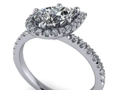 Modern Halo Cross TearDrop Solitaire Engagement Wedding Band 3D print model