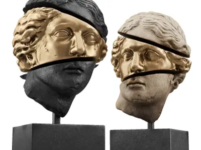 Appollo head sliced sculpture Low-poly 3D model