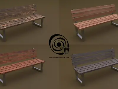 Bench 35 4in1 - 4 PBR Texture 1 Model Low-poly 3D model