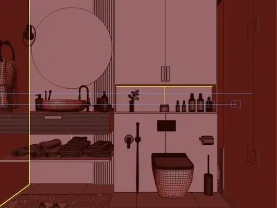 Dark Bathroom  interior scene  3D model