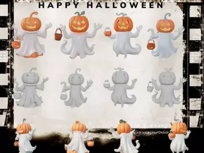 3D Printable Halloween Ghost with Pumpkin Design 3D print model