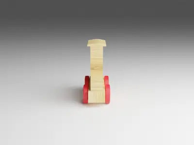 Wood Toy Train Low-poly 3D model
