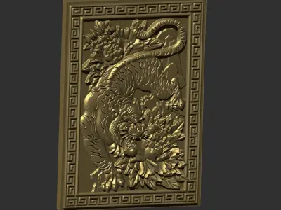 tiger carving 3D print model