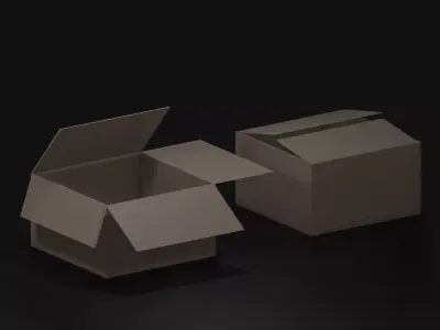 Box Low-poly 3D model two empty cardboard boxes Free low-poly 3D model