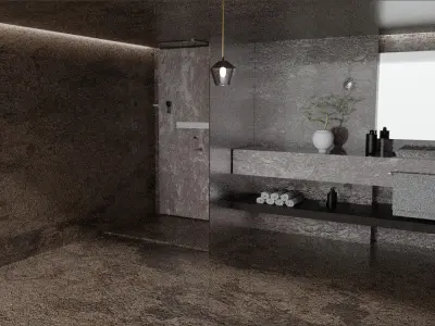 Modern Luxury Stone Bathroom Interior - High-Quality 3D Model 3D model
