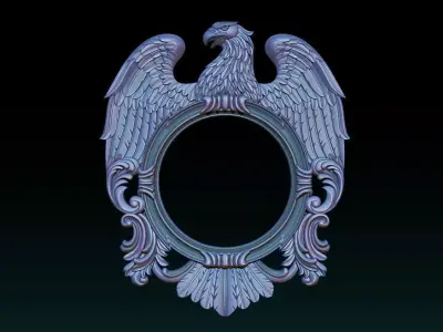 Eagle Mirror and Clock Frame - High-Detail 3D Relief Model 3D print model