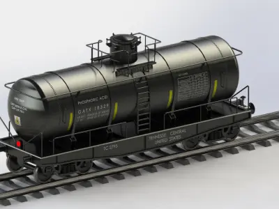 Railway freight Tank wagon 3D model