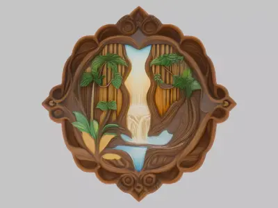 Ornate Wooden Carving Low-poly 3D model
