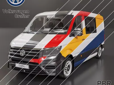 Volkswagen Crafter 12 colours  Low-poly 3D model
