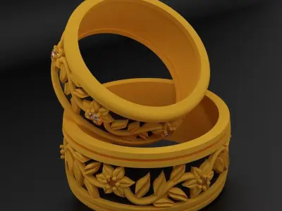 Leaves Eternity Wedding Rings  3D print model