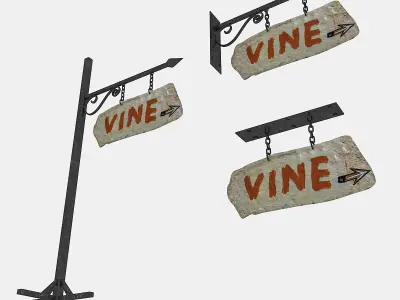 old stone vine sign 02 Low-poly 3D model