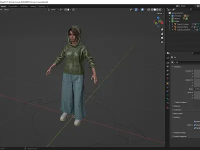 Woman - Casual Outfit 9 - Modular - Rigged Low-poly 3D model