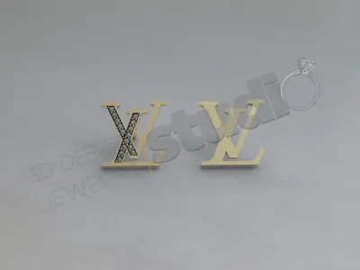 Highly luxury Louis Vitton design earring 3d model 3D print model
