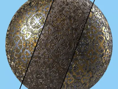 Metal Materials 13- Ornament Metal panels Pbr 4k Seamless 3D model