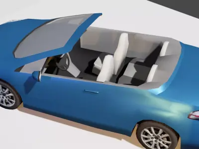 Decapotable Blue Car Low-poly 3D model