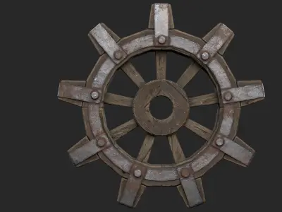 Wooden Wheel Low-poly 3D model purchase