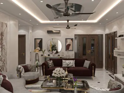 living room interior design in 3d model in sketchup  Low-poly 3D model