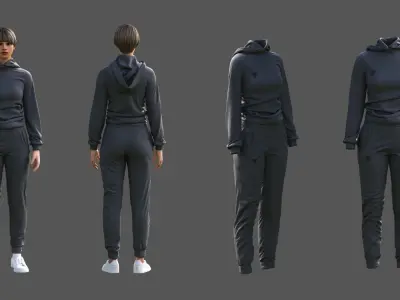 Female Sport Outfit Marvelous Designer OBJ FBX 3D model