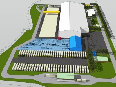 Layout for Precast factory and office 3D model